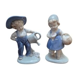 VTG Lego Spring Gardeners‎ Boy and Girl Blue Porcelain Figurines Set